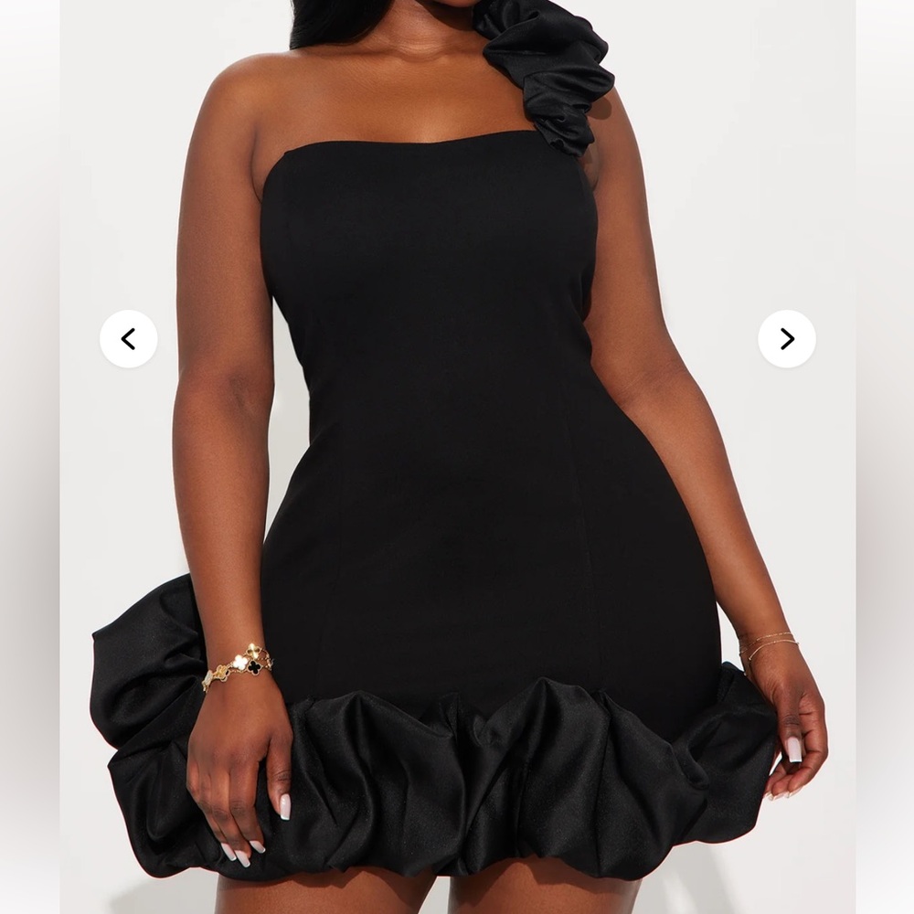 Fashion Nova Black Strapless Ruffle Dress